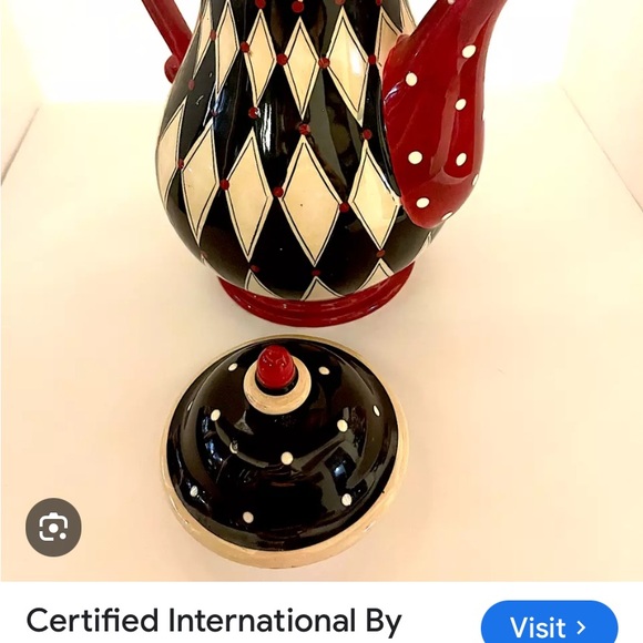 Coffee cafe by certified international red black and white diamond desig…